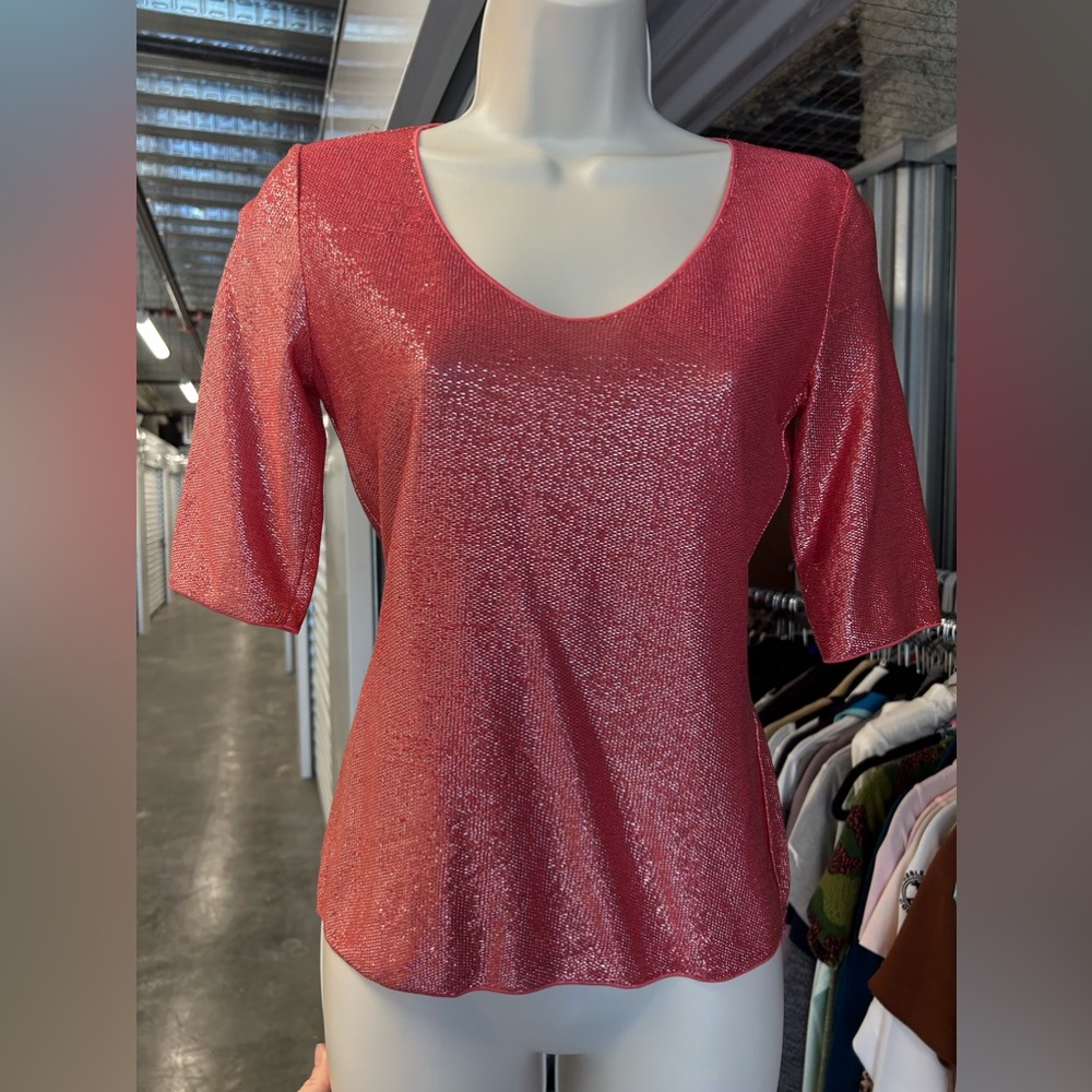 Emporio Armani quarter sleeve shimmer top 38